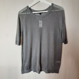 Gap Sheer Layering Top in Light Grey 3/4 Sleeves